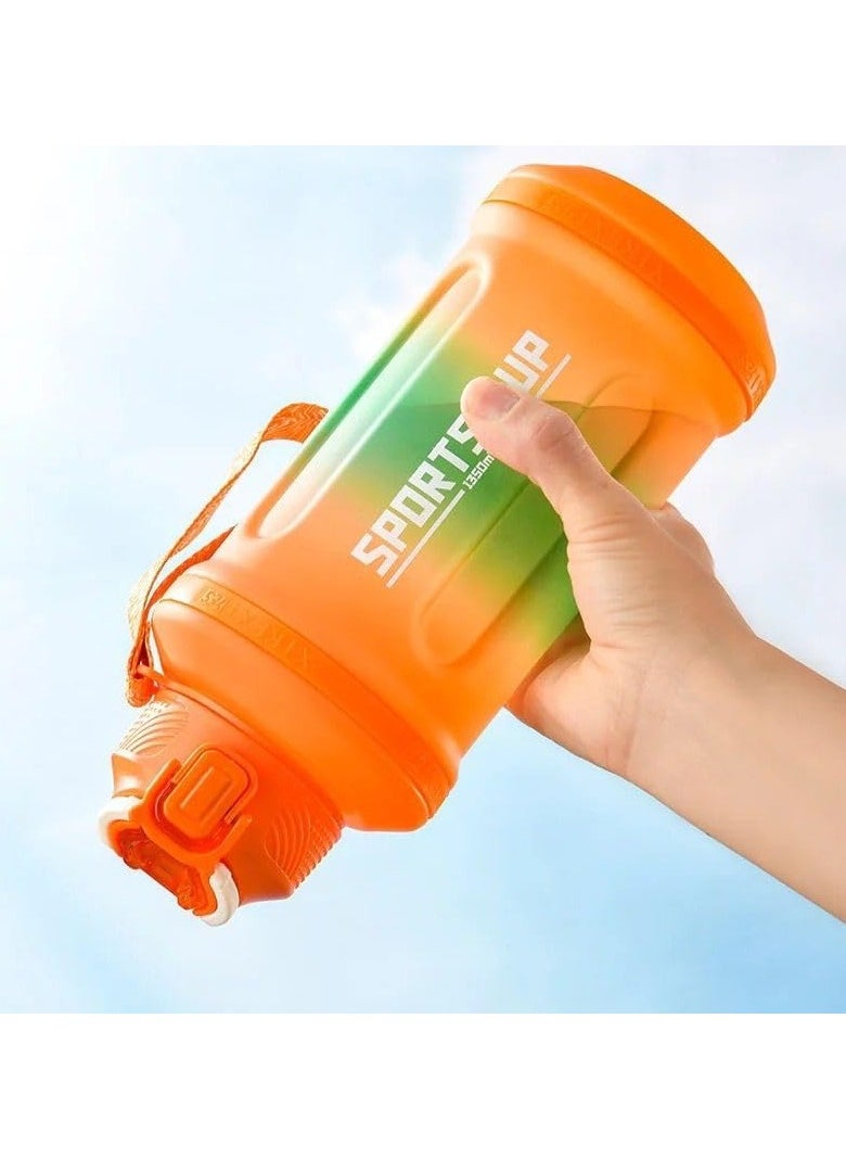 QSHOP Qshop 1350ml Sports Water Bottle, Half Gallon Motivational Water Bottle with Removable Straw and Removable Time Marker, BPA Free Leakproof Large Water Jug for Gym  - Image 1