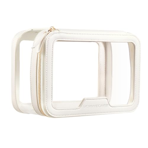 Camdeez Rownyeon Clear Makeup Case Toiletry Bag Multipurpose Travel Makeup Train Case Portable Cosmetic Organizer Transparent Storage Bag White - Image 1