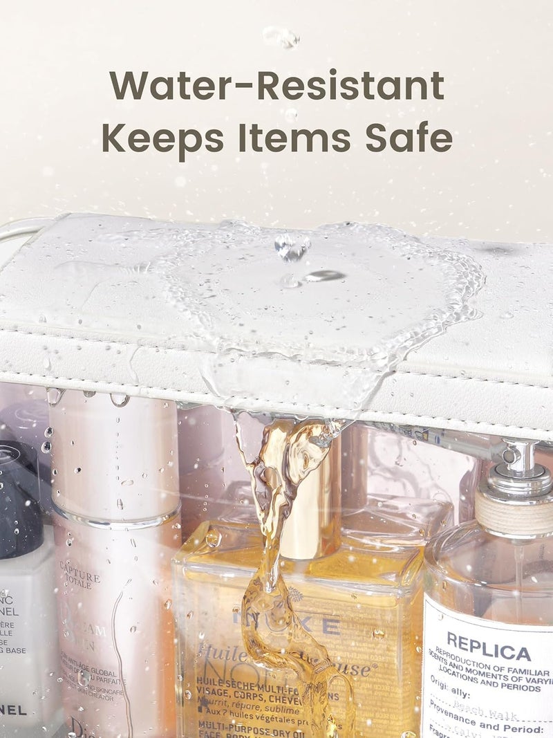 Camdeez Rownyeon Clear Makeup Case Toiletry Bag Multipurpose Travel Makeup Train Case Portable Cosmetic Organizer Transparent Storage Bag White - Image 3