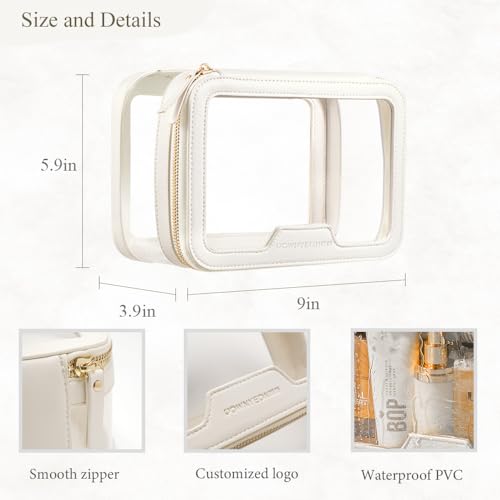 Camdeez Rownyeon Clear Makeup Case Toiletry Bag Multipurpose Travel Makeup Train Case Portable Cosmetic Organizer Transparent Storage Bag White - Image 5
