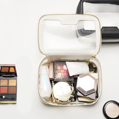 Camdeez Rownyeon Clear Makeup Case Toiletry Bag Multipurpose Travel Makeup Train Case Portable Cosmetic Organizer Transparent Storage Bag White - Image 2
