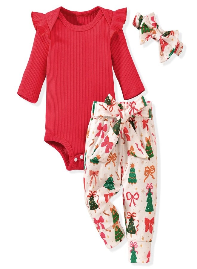 Aalizzwell 3-6 Months Infant Baby Girls Christmas Clothes Xmas Outfit Holiday Clothing Red - Image 1