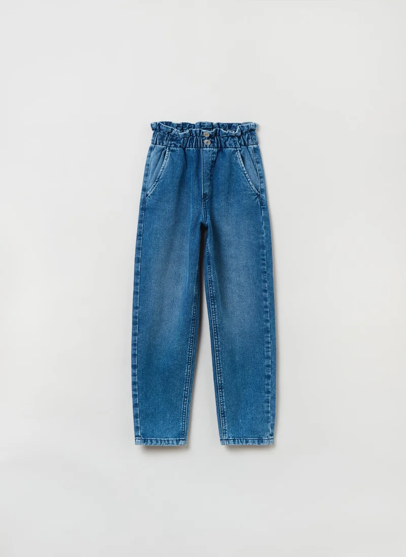 او في اس Paper bag jeans with pockets