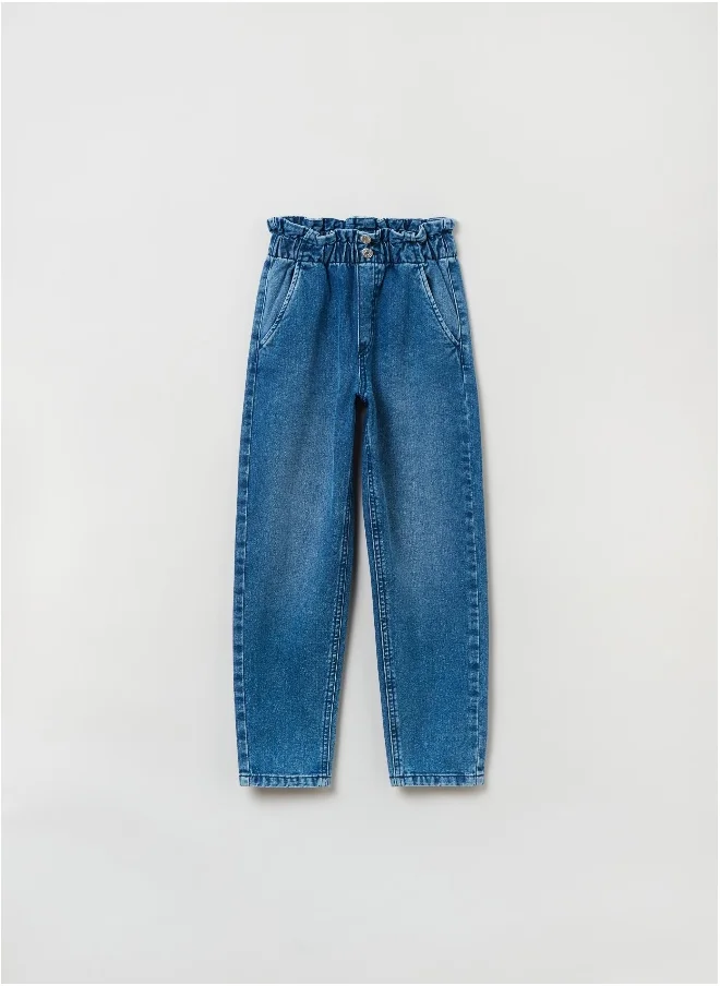 او في اس Paper bag jeans with pockets