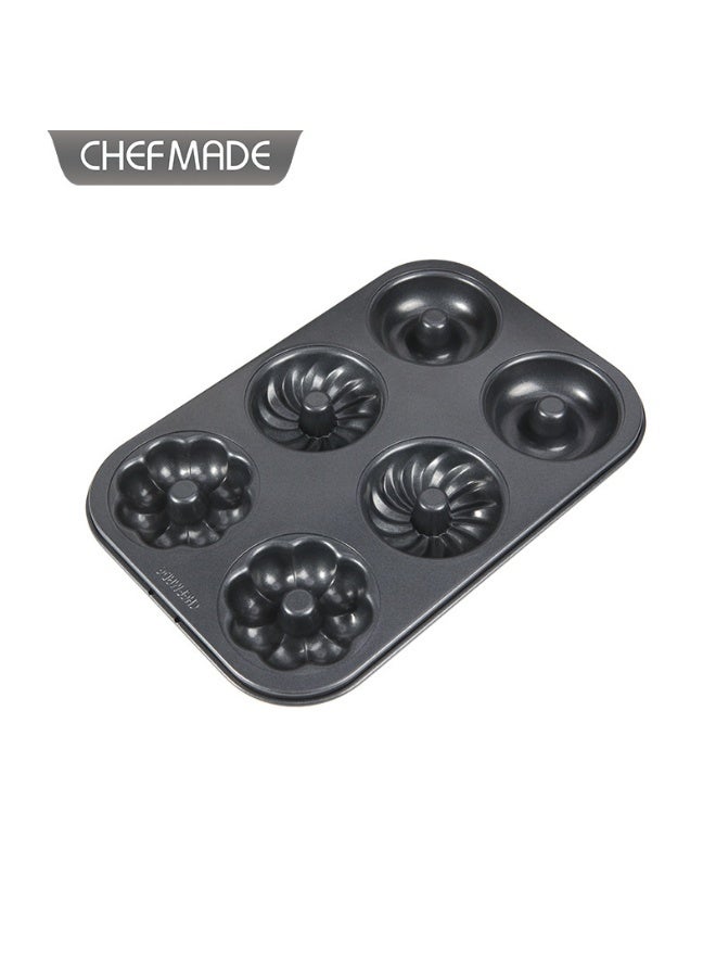 شيف ميد قالب خبز دونات غير لاصق على شكل 3 زهور بـ 6 تجاويف - Image 1