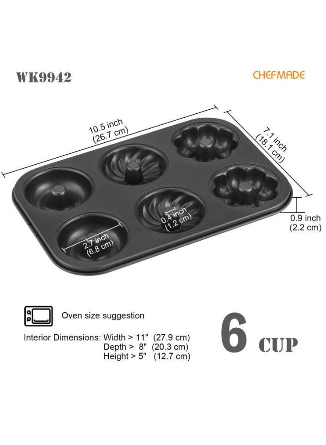 شيف ميد قالب خبز دونات غير لاصق على شكل 3 زهور بـ 6 تجاويف - Image 3