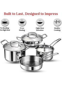 VINOD Vinod Classic Deluxe Stainless Steel Cookware Combo Set, 7Pcs  - Image 4