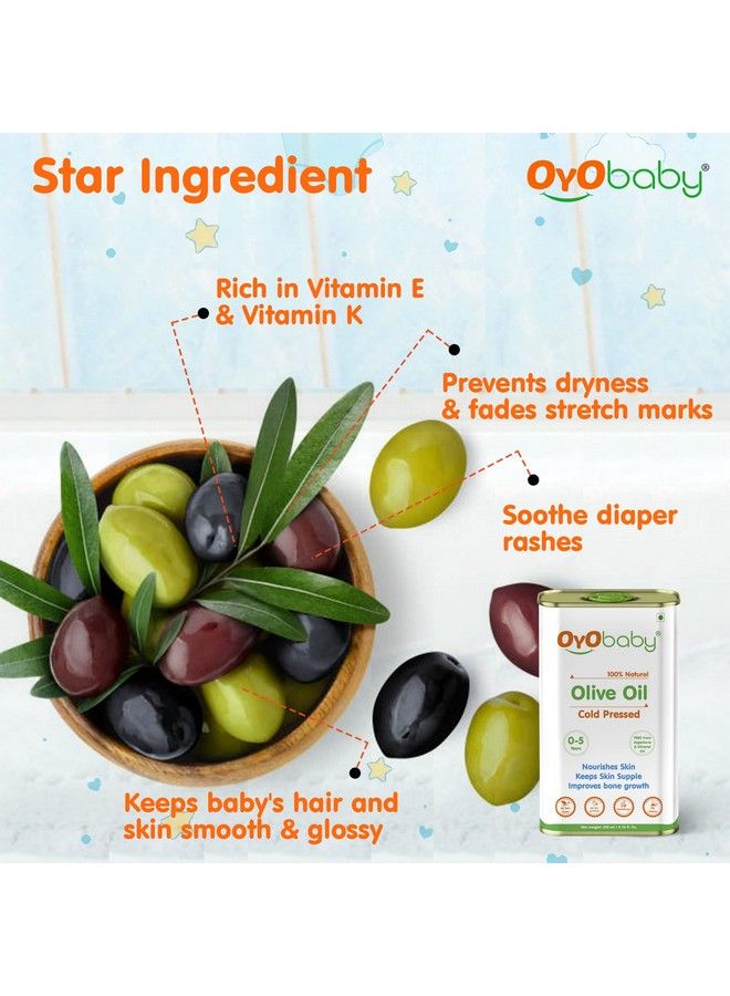 OYO BABY زيوت العناية بالطفل (زيت الزيتون 200 مل (عبوة من قطعتين)) - Image 5