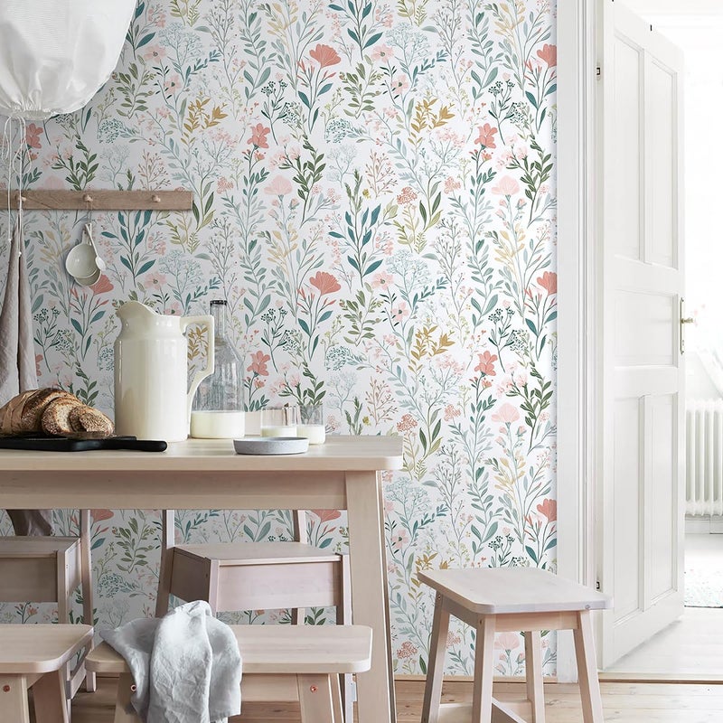 Froluya Floral Peel and Stick Wallpaper Boho Floral Contact Paper 16.9" x 118.1" Modern Wildflower Self Adhesive Wallpaper for Bathroom Flower Decorative Removable Wall Paper for Bedroom Cabinets - Image 5