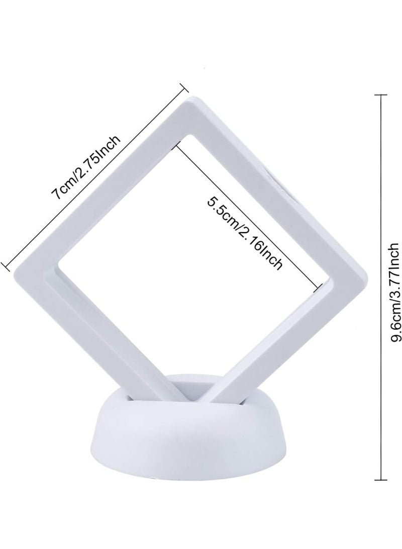 3D Floating Display Frame (2 Pack) with Stands - Novelty Coin & Jewelry Showcase - Suspension Effect Case for Medals, Pearls, Samples, and Challenge Coins (White) - Image 5