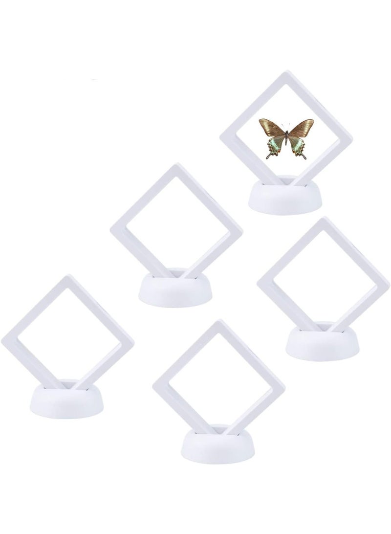 3D Floating Display Frame (2 Pack) with Stands - Novelty Coin & Jewelry Showcase - Suspension Effect Case for Medals, Pearls, Samples, and Challenge Coins (White) - Image 2