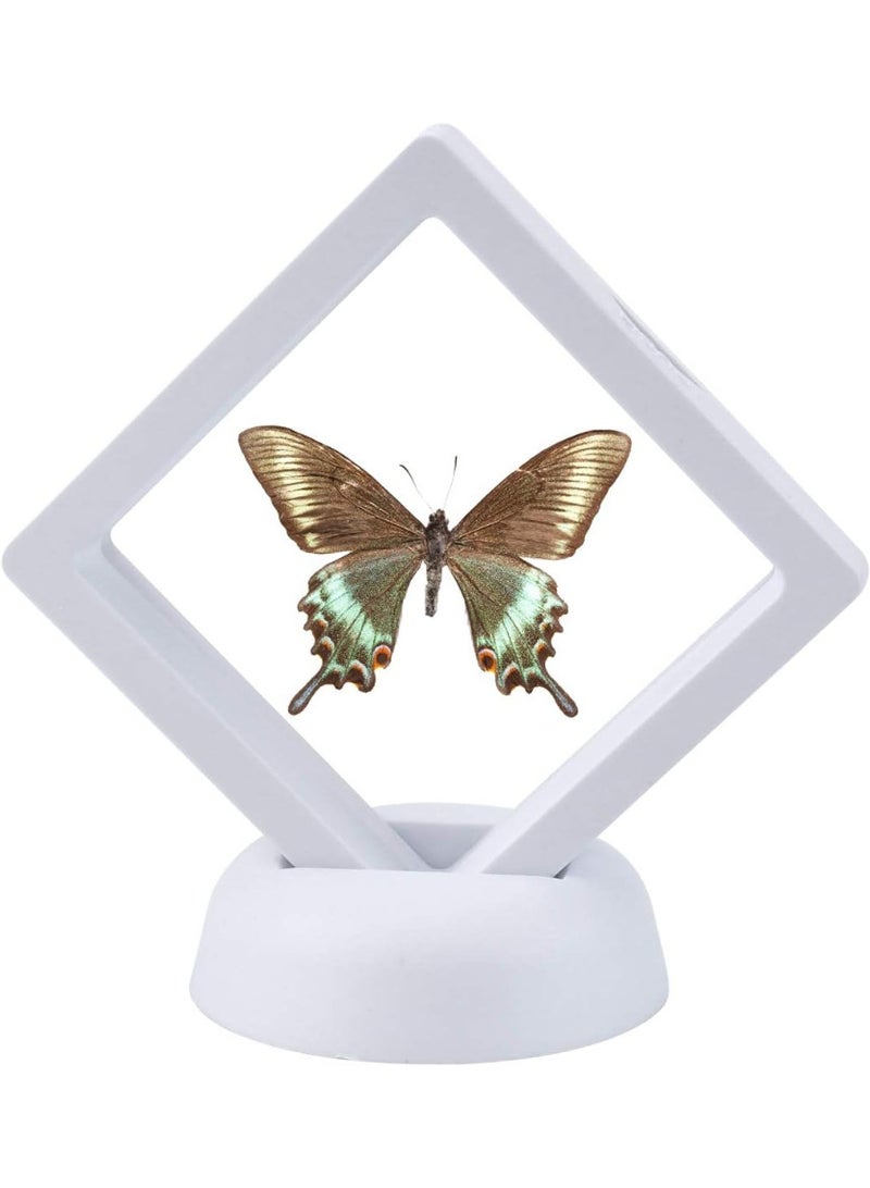 3D Floating Display Frame (2 Pack) with Stands - Novelty Coin & Jewelry Showcase - Suspension Effect Case for Medals, Pearls, Samples, and Challenge Coins (White) - Image 4