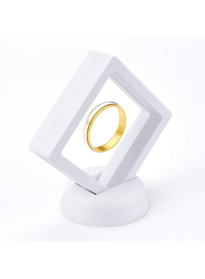 3D Floating Display Frame (2 Pack) with Stands - Novelty Coin & Jewelry Showcase - Suspension Effect Case for Medals, Pearls, Samples, and Challenge Coins (White) - Image 1