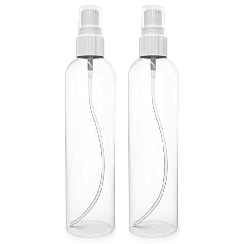 BRIGHTFROM Fine Mist Spray Bottles 8 OZ, Empty Refillable Containers - Essential Oils, Disinfectant Spray, Water 2 PACK (Clear, White Mist) - Image 5