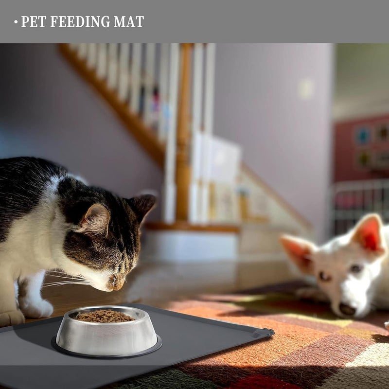 JAGDIV Silicone Pet Food Mat, Dog Cat Food Mat with Raised Edges, Non-Slip Waterproof Dog Cat Feeding Mats - Image 5