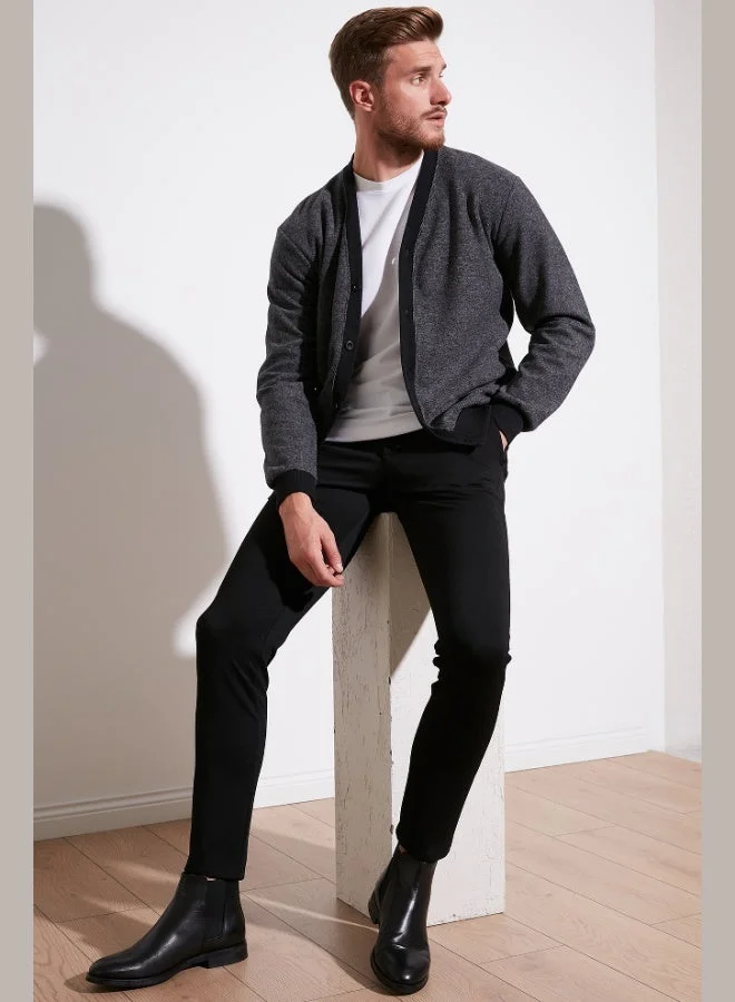 بوراتي كارديجان رجالي بياقة على شكل  وأزرار من قطن بوراتي