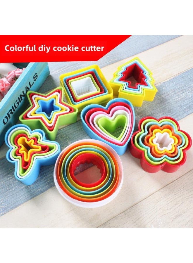 Color Plastic Biscuit Compression Mold Fondant Cake Fruit Cutting Mold Clay Diy Hand Cutting Mold 5 Pieces Set-Specifications:Gingerbread Man Color 5 Piece Set Fruit Cut - Image 3