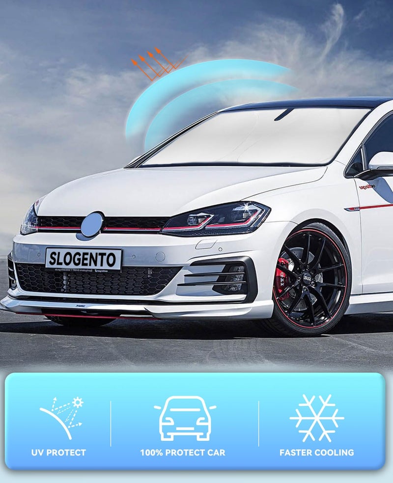 SLOGENTO Sun Shade for Golf GTI e-Golf VW Golf R Windshield Sunshades Cover Fits 2015-2020 2021 Volkswagen Golf GTI e-Golf VW Golf R GTI/R32 MK6 4 Door Hatchback Front Window Shield Sun Visor Protector - Image 5