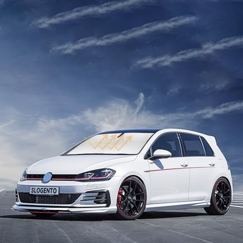 SLOGENTO Sun Shade for Golf GTI e-Golf VW Golf R Windshield Sunshades Cover Fits 2015-2020 2021 Volkswagen Golf GTI e-Golf VW Golf R GTI/R32 MK6 4 Door Hatchback Front Window Shield Sun Visor Protector - Image 1