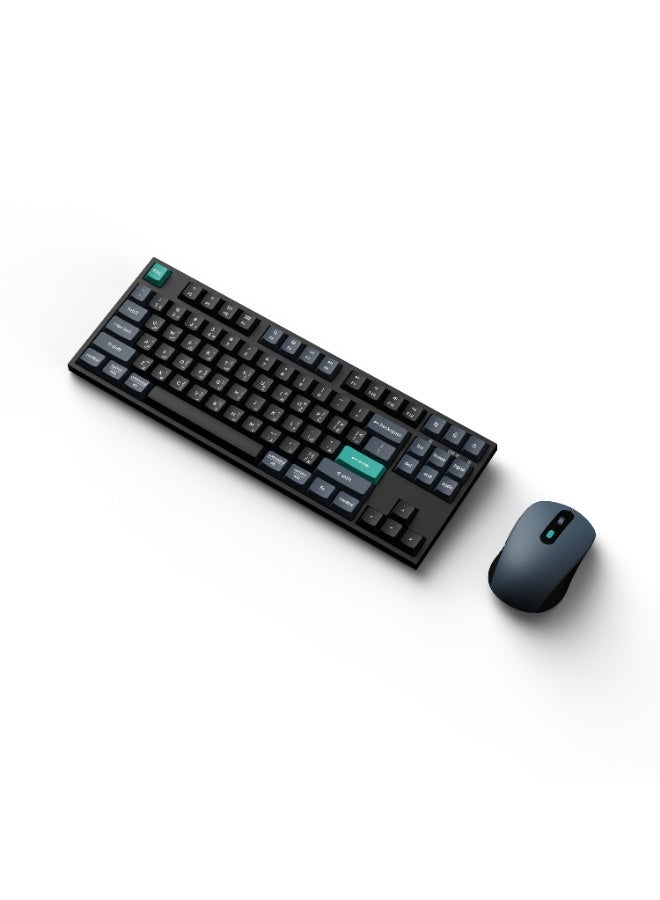 كيشرون كومبو Keychron B33 لوحة مفاتيح لاسلكية وماوس BM25، تخطيط 80% TKL، مفاتيح Scissor صامتة، اتصال ثلاثي الأوضاع، معدل استقصاء 1000 هرتز، تخطيط إنجليزي-عربي، أسود - Image 2