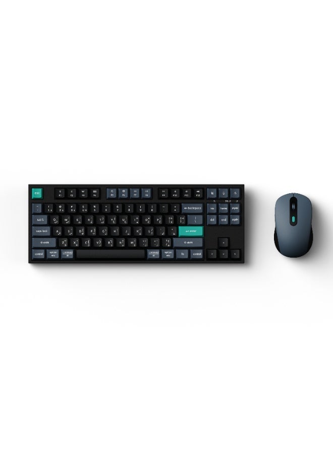 كيشرون كومبو Keychron B33 لوحة مفاتيح لاسلكية وماوس BM25، تخطيط 80% TKL، مفاتيح Scissor صامتة، اتصال ثلاثي الأوضاع، معدل استقصاء 1000 هرتز، تخطيط إنجليزي-عربي، أسود - Image 1