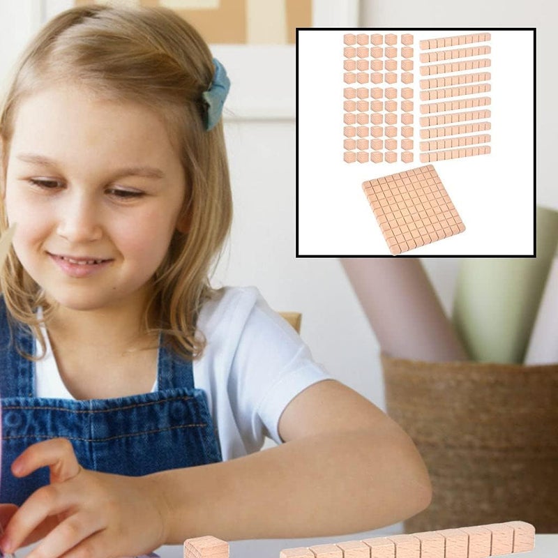klarako NC NC Montessori DIY Wooden Base Ten Blocks Class Home Math Manipulative Counting School Supplies Math Games Early Math Learning Number Blocks Toy - Package B - Image 1