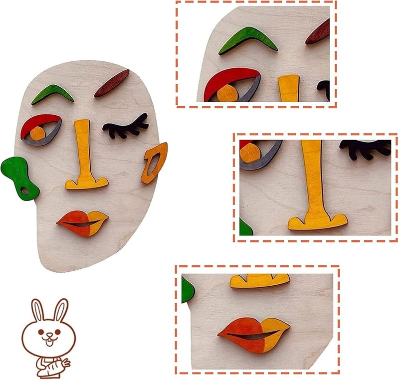 ويوبلز مجموعة ألغاز مونتيسوري الخشبية الفنية، مجموعة ألغاز بيكاسو الفنية، 26 قطعة خشبية لتحفيز قدرات الأطفال على التعلم والتعليم، هدايا عيد الفصح - Image 5
