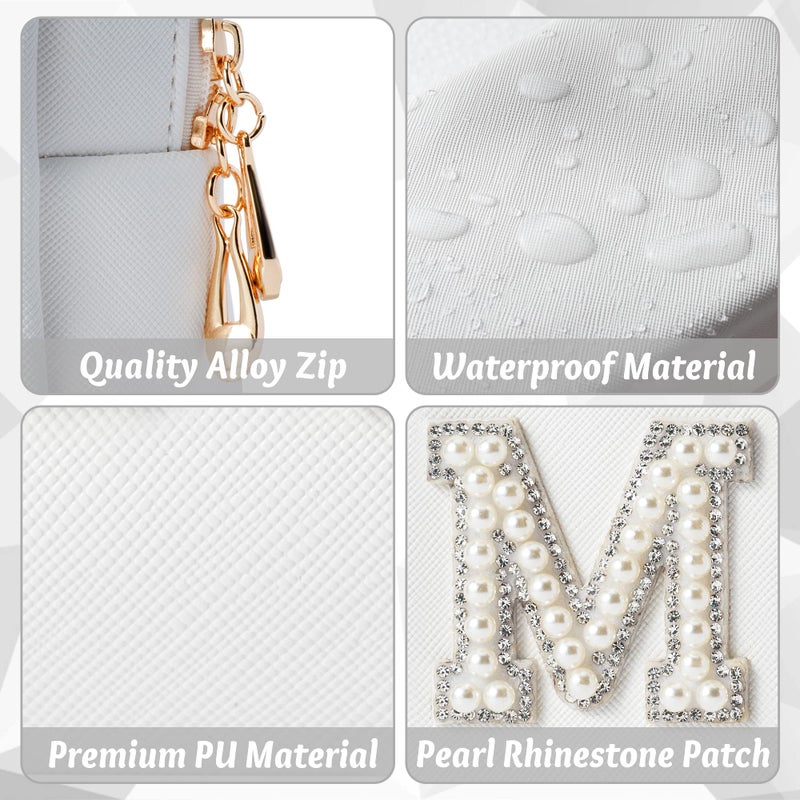 Y1tvei Bride Makeup Bag, Bridal Cosmetic Bag, Fiance Gifts for Women, Engagement Gift Basket for Her Bridal Shower, Mrs Bling Rhinestone Patches Wedding Purse, PU Leather Travel Toiletry Bag - Image 4