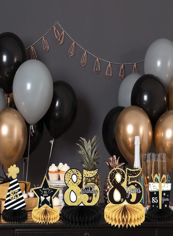 Tevxj 9 Pieces 85th Birthday decorations 75th birthday centerpieces for Tables Decorations Cheers to 85 Years Honeycomb Table Topper Happy 85th Birthday Decorations for Men and Woman Eightyfive Years - Image 5