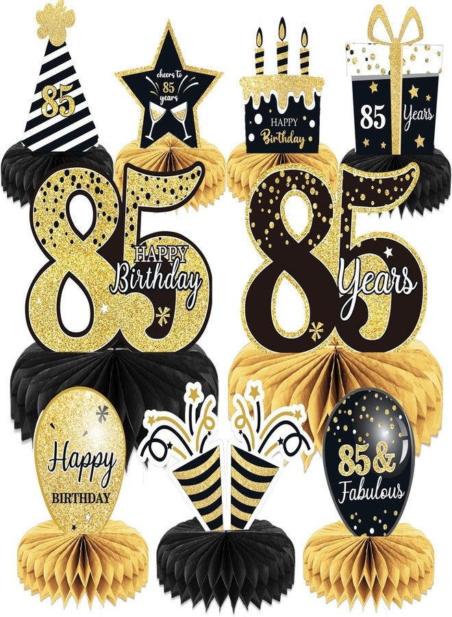 Tevxj 9 Pieces 85th Birthday decorations 75th birthday centerpieces for Tables Decorations Cheers to 85 Years Honeycomb Table Topper Happy 85th Birthday Decorations for Men and Woman Eightyfive Years - Image 1