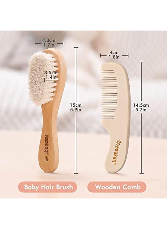 haakaa Goat Wool Baby Hair Brush And Comb Set 2 Pieces - Image 2