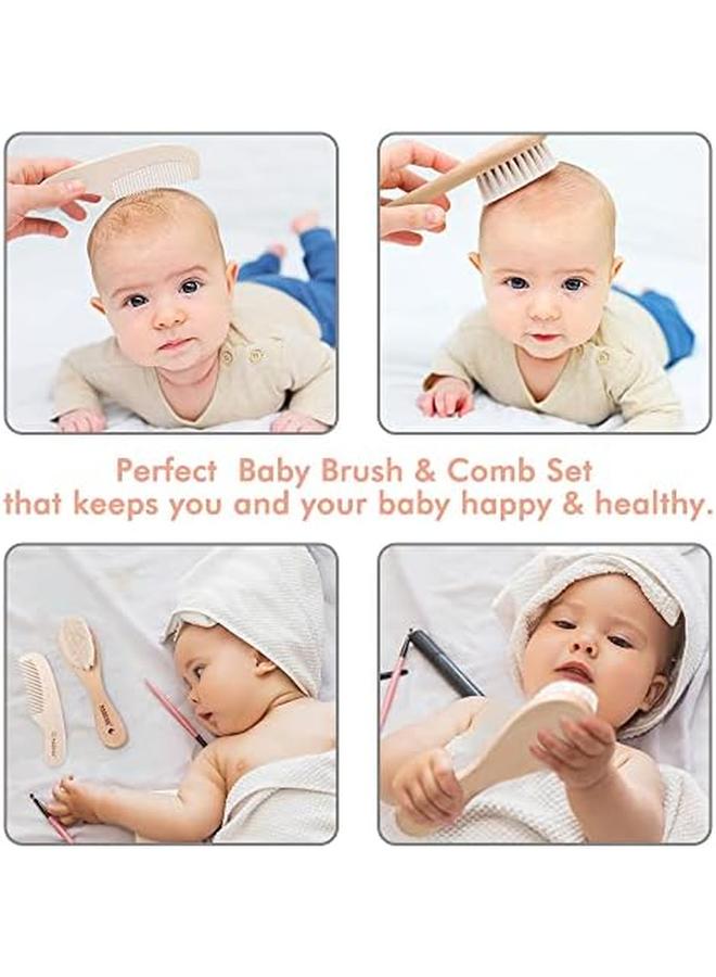 haakaa Goat Wool Baby Hair Brush And Comb Set 2 Pieces - Image 4