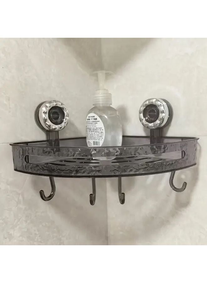 Transparent Gray Triangle Suction Cup Shelf No Drilling Bathroom Wall Mounted Organizer - Image 1