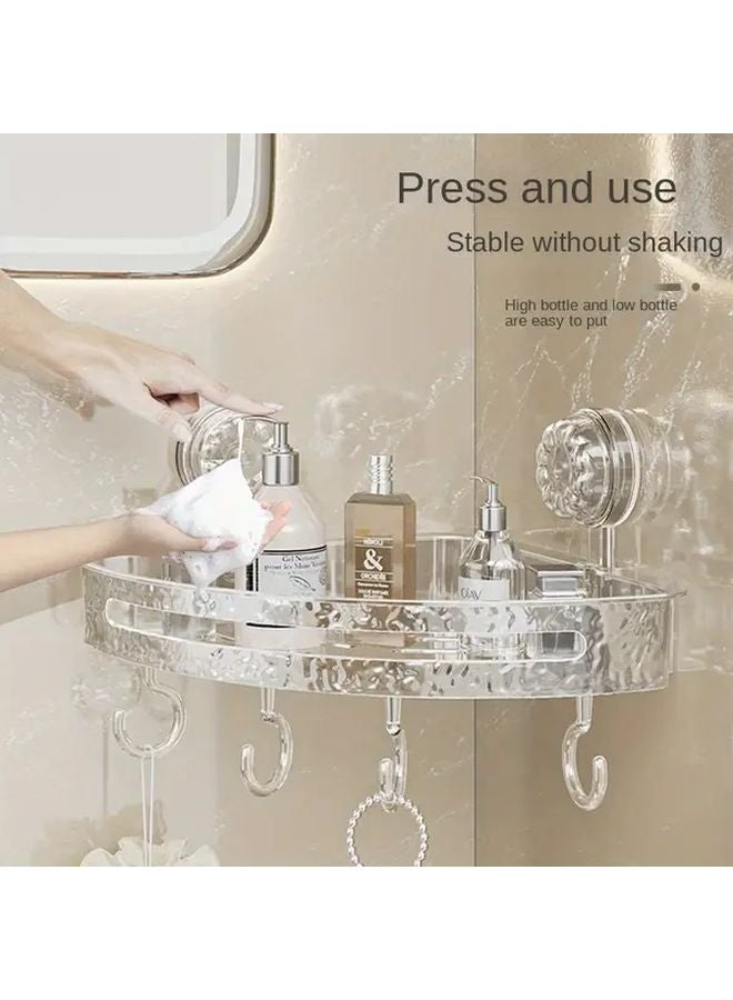 Transparent Gray Triangle Suction Cup Shelf No Drilling Bathroom Wall Mounted Organizer - Image 5