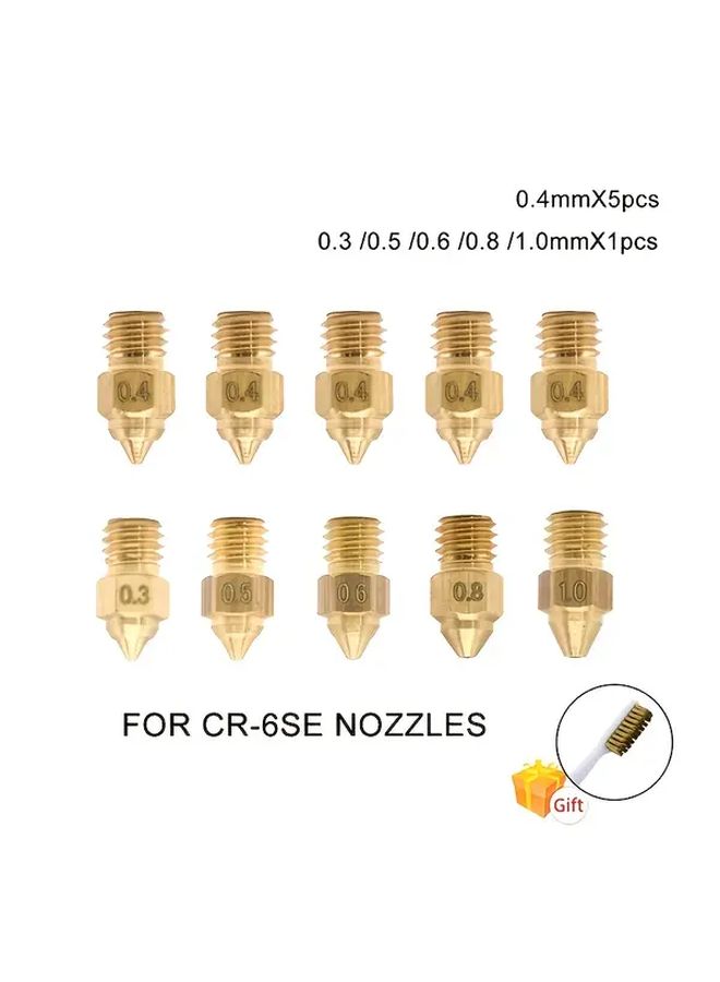 10 Pcs Brass Nozzle Kit 0.4mm Nozzles for Ender 3 CR10 CR6 SE 3D Printer - Image 1