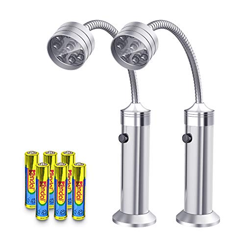 FIREOR Barbecue Grill Light Grilling Accessories for Outdoor, BBQ Magnetic LED Lights Flexible Gooseneck Weather Resistant, Men Dad Gifts Batteries Included 2 Pack (Silver) - Image 1