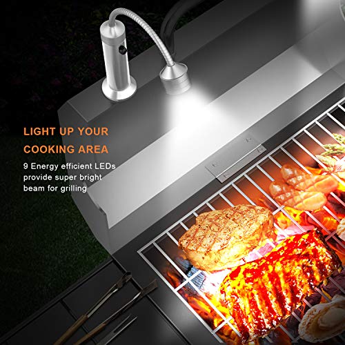 FIREOR Barbecue Grill Light Grilling Accessories for Outdoor, BBQ Magnetic LED Lights Flexible Gooseneck Weather Resistant, Men Dad Gifts Batteries Included 2 Pack (Silver) - Image 2