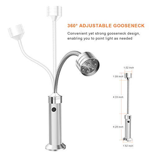 FIREOR Barbecue Grill Light Grilling Accessories for Outdoor, BBQ Magnetic LED Lights Flexible Gooseneck Weather Resistant, Men Dad Gifts Batteries Included 2 Pack (Silver) - Image 3