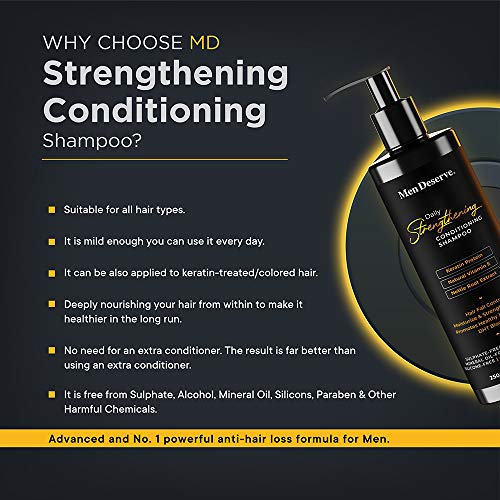Men Deserve Daily Strengthening Conditioning Shampoo for Hair fall control and Keratin Restore. 250ml (Sulphate free and Paraben free) - Image 4
