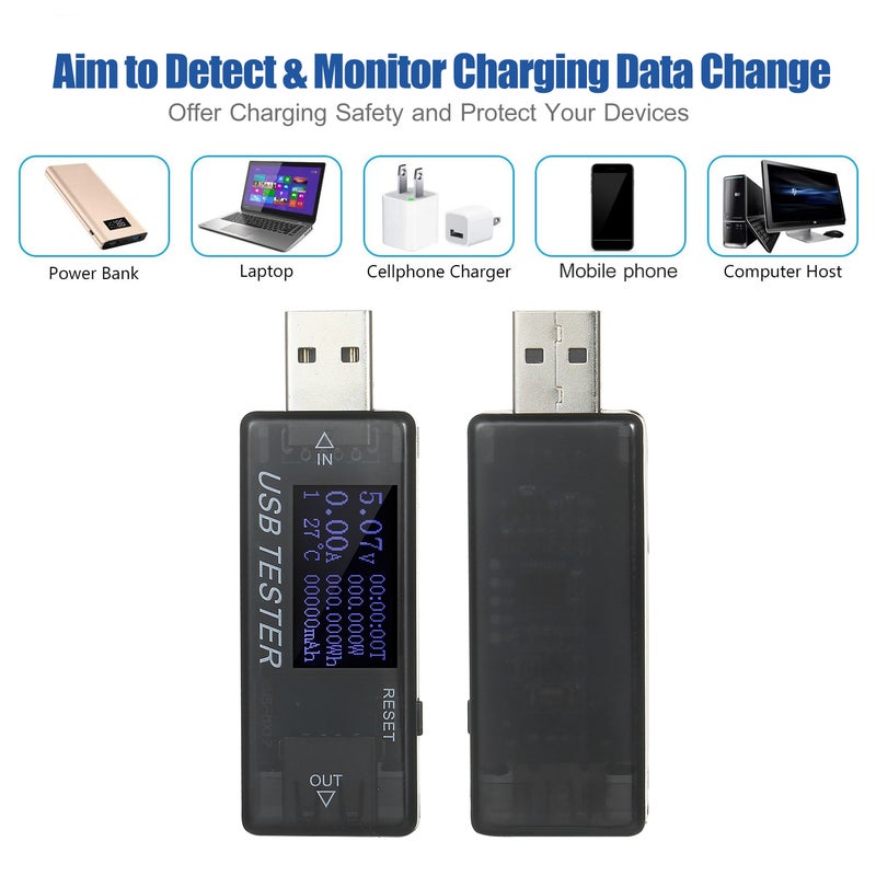 مقياس USB متعدد الوظائف 8 في 1، مقياس دقيق USB QC2.0، مراقب للتيار والجهد والسعة والطاقة، كاشف مقياس الجهد ومقياس التيار - Image 5