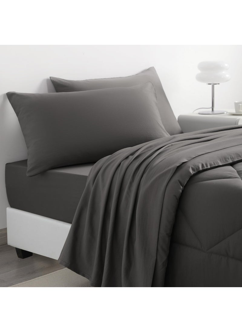 NTBAY NTBAY Twin Comforter Set with Sheets  5 Pieces Soft and Breathable Twin Bedding Set  Twin Bed in a Bag  Down Alternative Comforter Set Solid Color All Season  Kids Bedding Set  Dark Grey  - Image 4