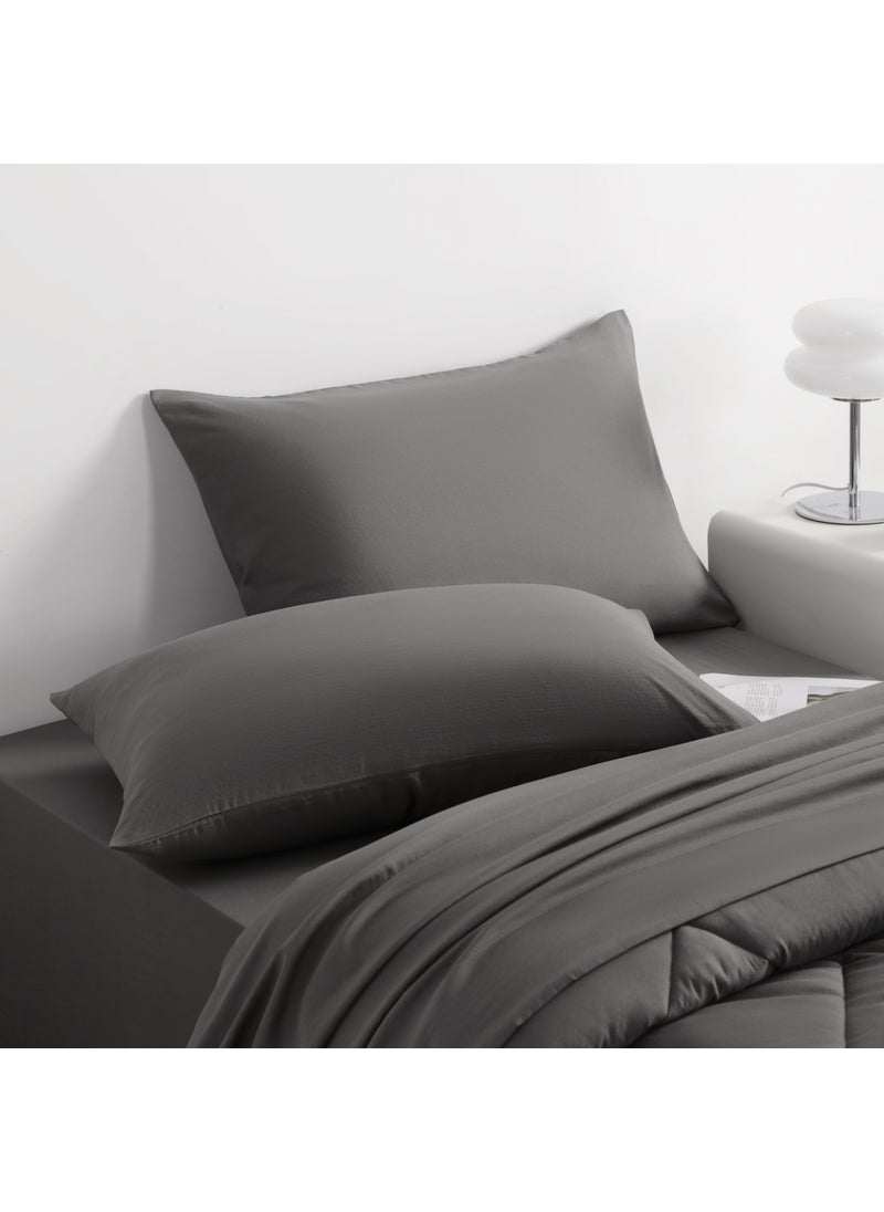 NTBAY NTBAY Twin Comforter Set with Sheets  5 Pieces Soft and Breathable Twin Bedding Set  Twin Bed in a Bag  Down Alternative Comforter Set Solid Color All Season  Kids Bedding Set  Dark Grey  - Image 5