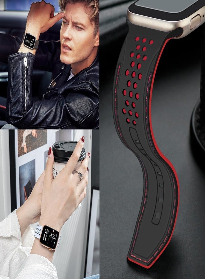 YISIWERA Sport Silicone Band Compatible with Apple Watch Band 42mm 44mm 45mm 49mm for Women Men,Soft Wristband Waterproof Replacement Sport Strap for iWatch Series 9 8 7 6 5 4 3 2 1 Ultra SE Black - Image 5