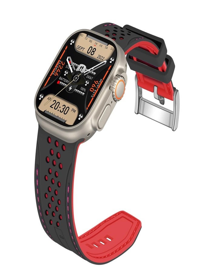YISIWERA Sport Silicone Band Compatible with Apple Watch Band 42mm 44mm 45mm 49mm for Women Men,Soft Wristband Waterproof Replacement Sport Strap for iWatch Series 9 8 7 6 5 4 3 2 1 Ultra SE Black - Image 1