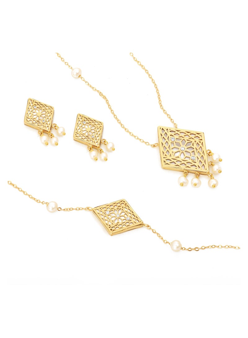 AL ROMAIZAN Sadaf Secret Flower 18K Traditional Gold Set  - Image 1