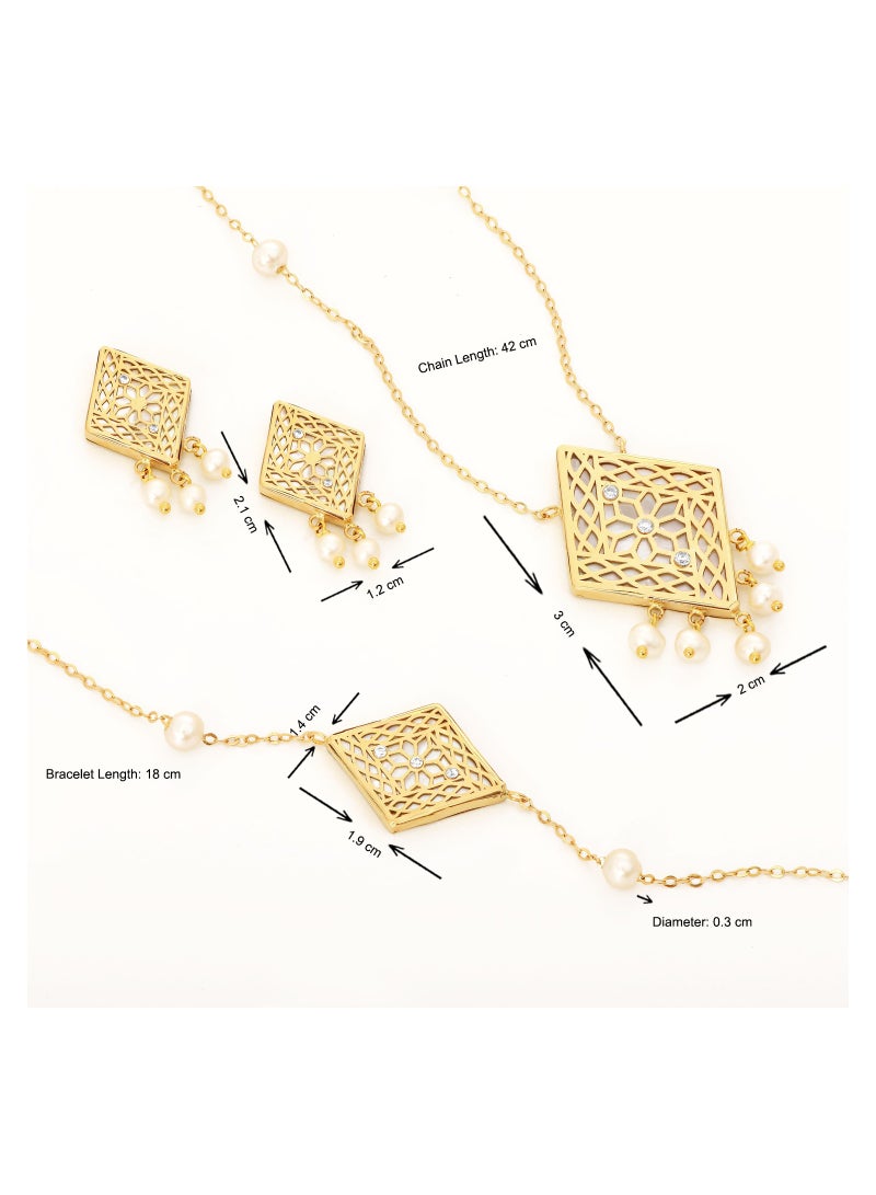 AL ROMAIZAN Sadaf Secret Flower 18K Traditional Gold Set  - Image 2