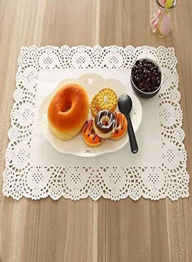 M JET TONER 12 inch x 16 inch Rectangle Paper Doilies/Lace Paper Placemats/Disposable Greaseproof Doilies,White,Pack of 100 - Image 2