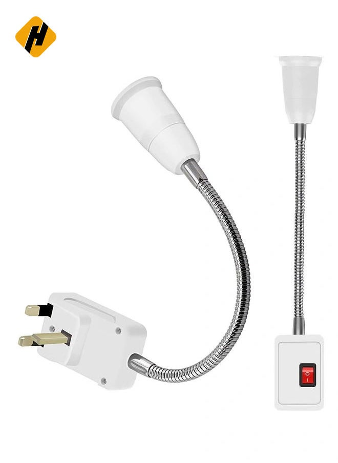 HuHa Lamp Bulbs Holder Converter Adapter UK Plug AC Power to E27 LED Bulbs Socket Adapter with On/Off Switch Universal Metal Extension Wall Lights Base  - Image 1