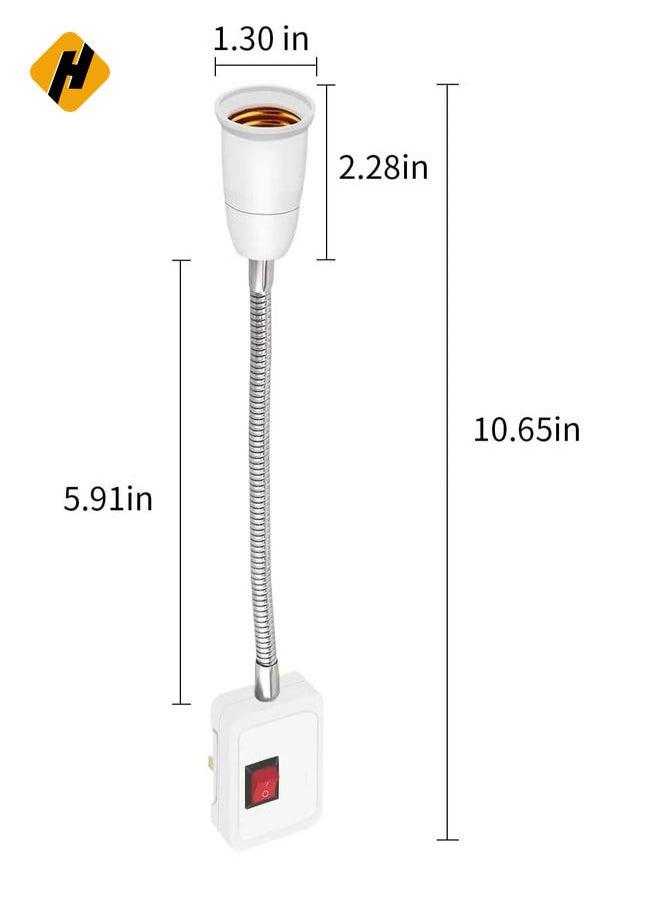HuHa Lamp Bulbs Holder Converter Adapter UK Plug AC Power to E27 LED Bulbs Socket Adapter with On/Off Switch Universal Metal Extension Wall Lights Base  - Image 2
