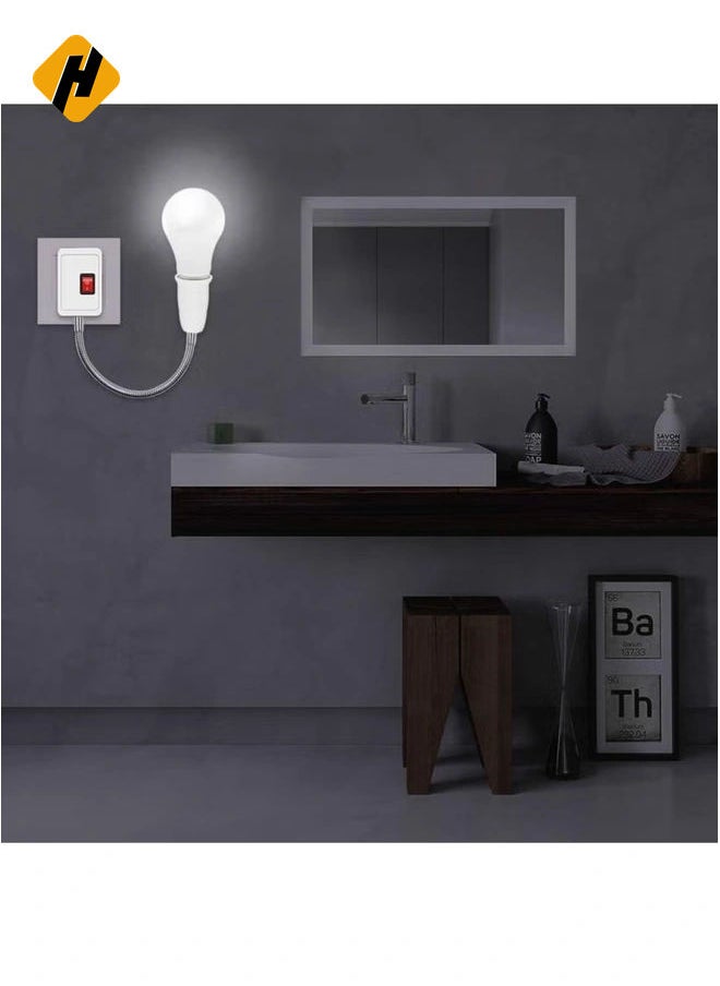 HuHa Lamp Bulbs Holder Converter Adapter UK Plug AC Power to E27 LED Bulbs Socket Adapter with On/Off Switch Universal Metal Extension Wall Lights Base  - Image 5